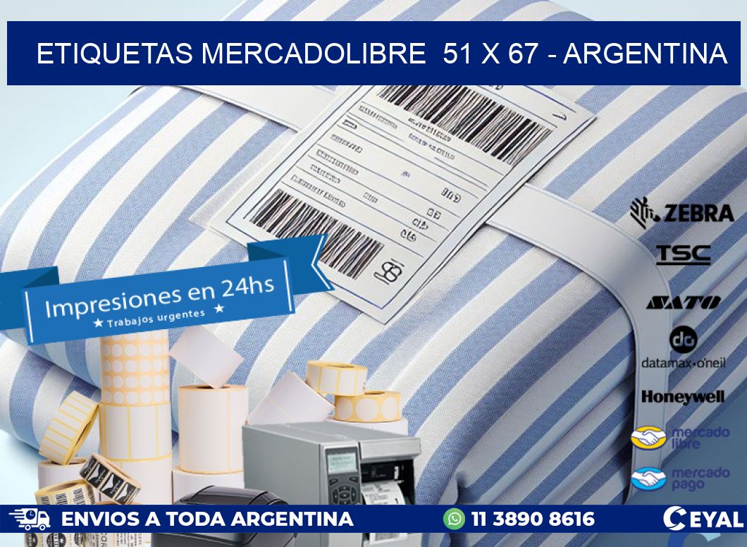 ETIQUETAS MERCADOLIBRE  51 x 67 - ARGENTINA