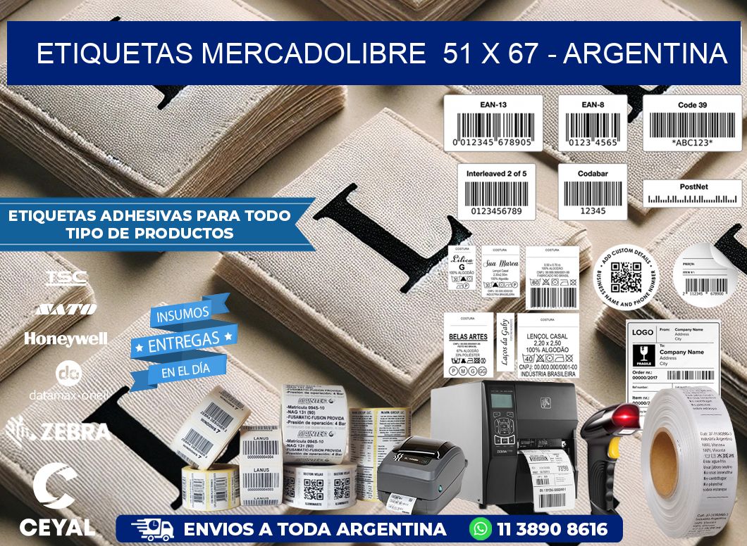 ETIQUETAS MERCADOLIBRE  51 x 67 - ARGENTINA