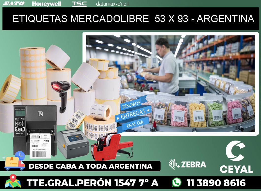 ETIQUETAS MERCADOLIBRE  53 x 93 - ARGENTINA