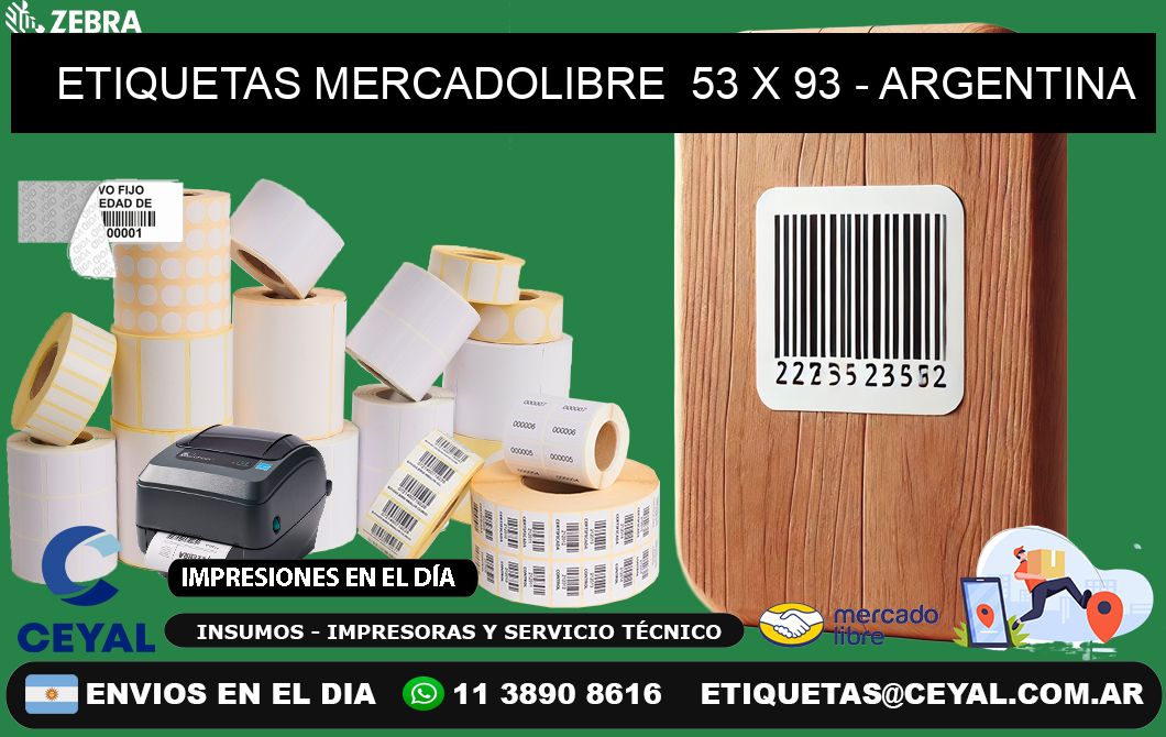 ETIQUETAS MERCADOLIBRE  53 x 93 - ARGENTINA