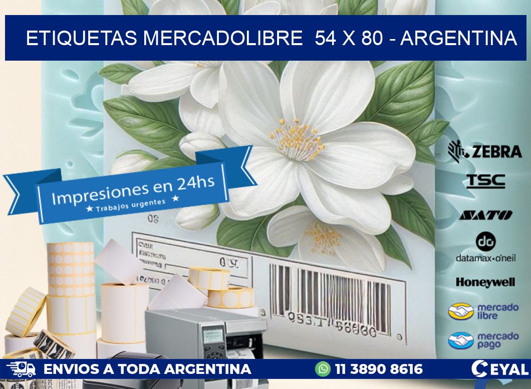 ETIQUETAS MERCADOLIBRE  54 x 80 - ARGENTINA