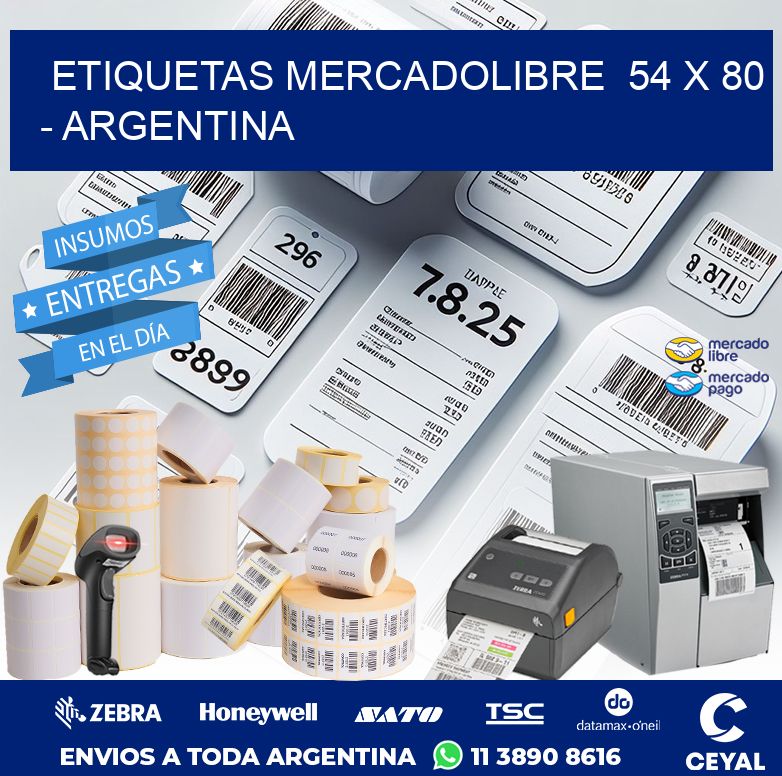 ETIQUETAS MERCADOLIBRE  54 x 80 - ARGENTINA