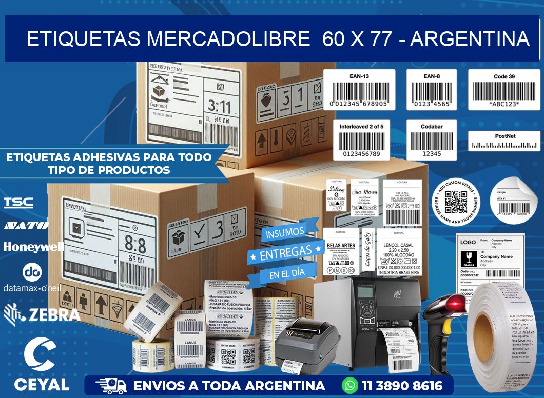 ETIQUETAS MERCADOLIBRE  60 x 77 – ARGENTINA