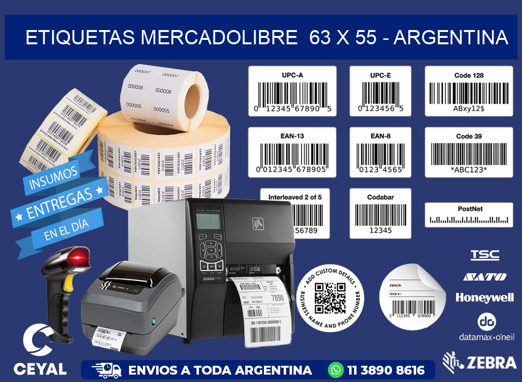 ETIQUETAS MERCADOLIBRE  63 x 55 - ARGENTINA