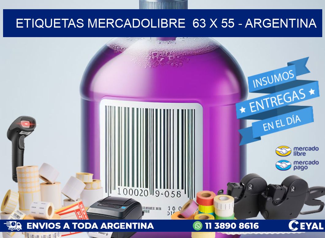 ETIQUETAS MERCADOLIBRE  63 x 55 - ARGENTINA