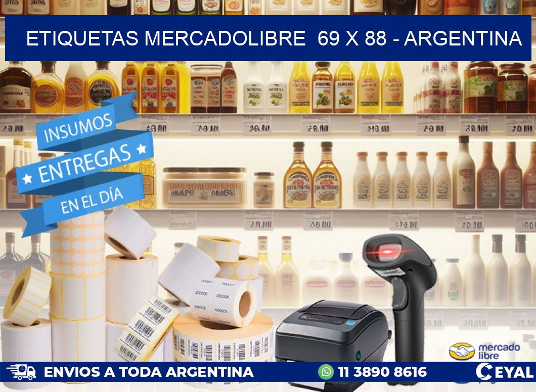 ETIQUETAS MERCADOLIBRE  69 x 88 - ARGENTINA