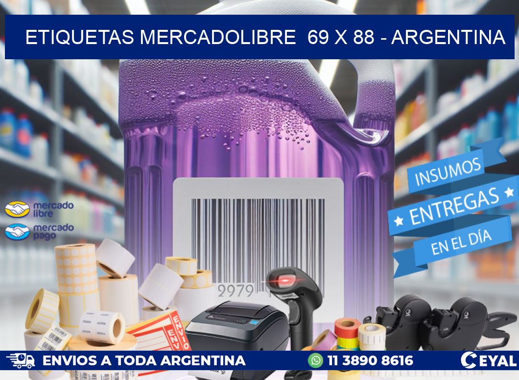 ETIQUETAS MERCADOLIBRE  69 x 88 - ARGENTINA