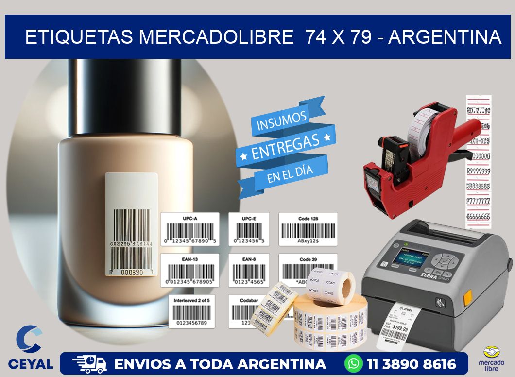 ETIQUETAS MERCADOLIBRE  74 x 79 - ARGENTINA