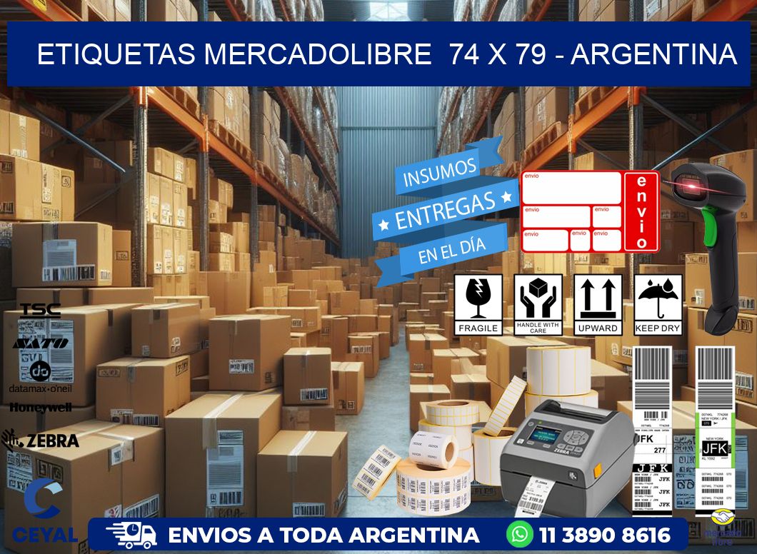 ETIQUETAS MERCADOLIBRE  74 x 79 - ARGENTINA