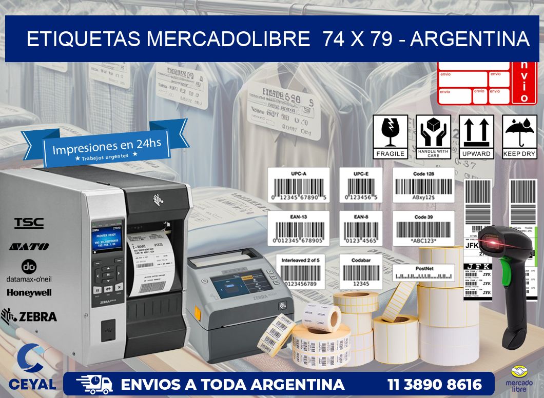 ETIQUETAS MERCADOLIBRE  74 x 79 - ARGENTINA