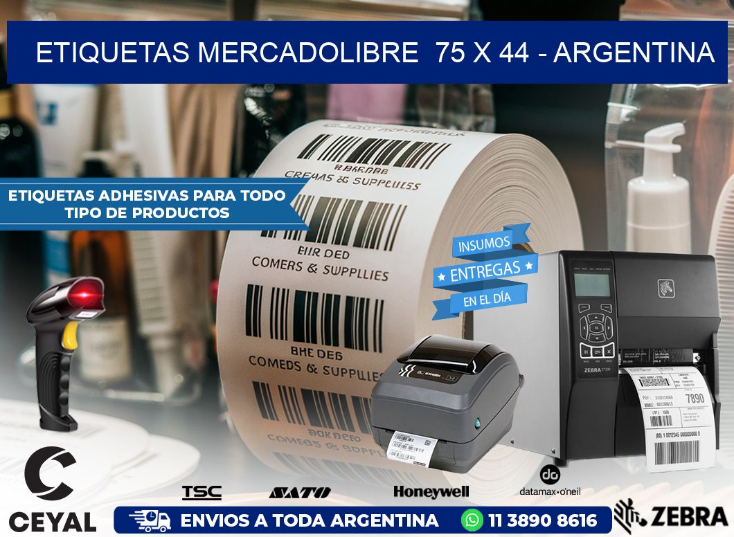 ETIQUETAS MERCADOLIBRE  75 x 44 – ARGENTINA