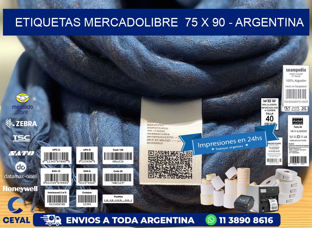 ETIQUETAS MERCADOLIBRE  75 x 90 - ARGENTINA