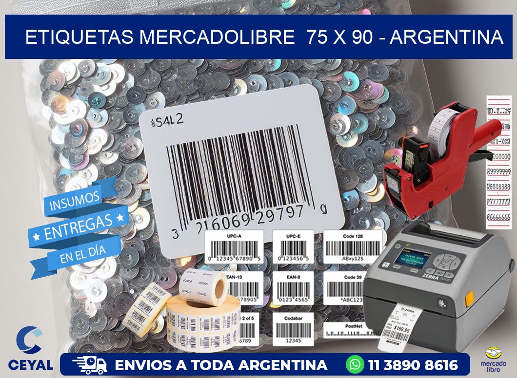 ETIQUETAS MERCADOLIBRE  75 x 90 - ARGENTINA