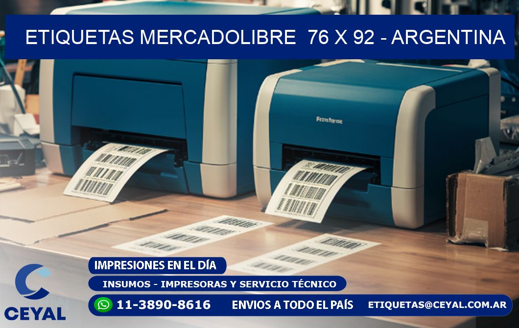 ETIQUETAS MERCADOLIBRE  76 x 92 - ARGENTINA