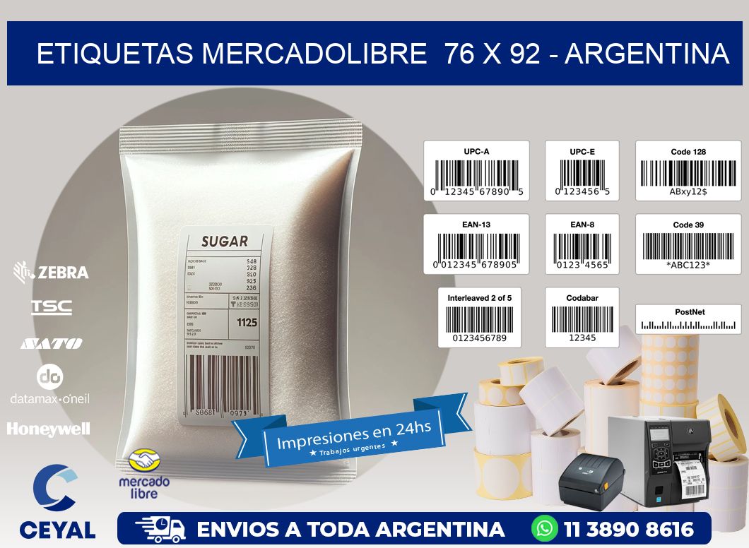 ETIQUETAS MERCADOLIBRE  76 x 92 - ARGENTINA