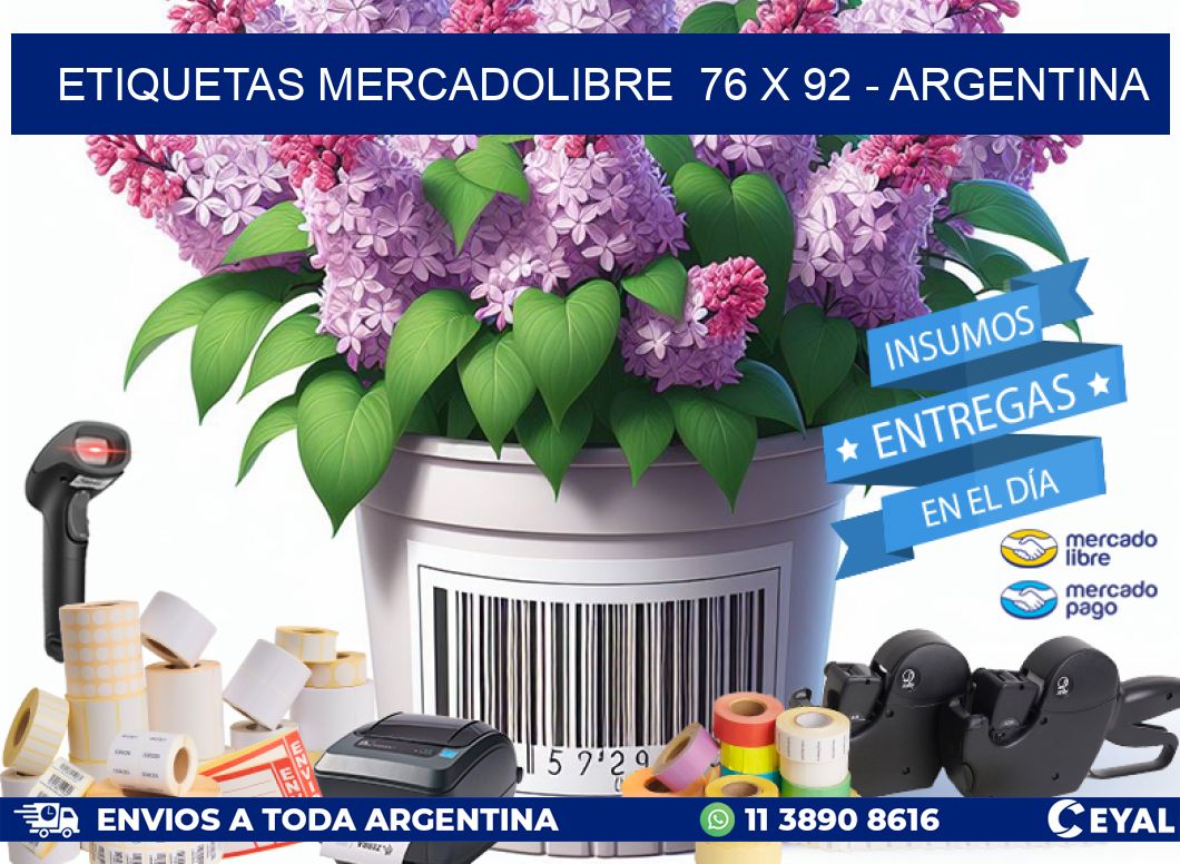 ETIQUETAS MERCADOLIBRE  76 x 92 - ARGENTINA