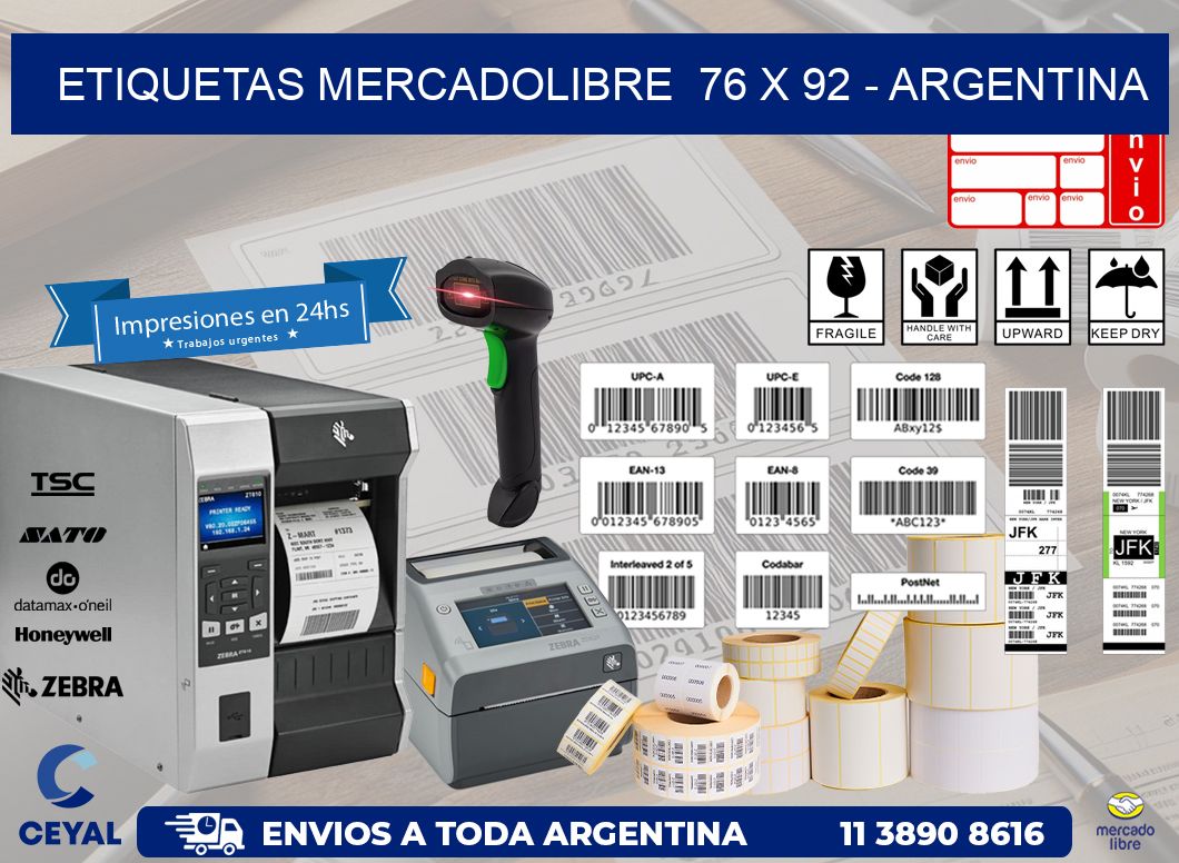 ETIQUETAS MERCADOLIBRE  76 x 92 - ARGENTINA