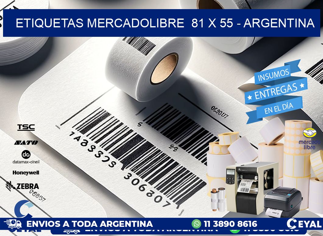 ETIQUETAS MERCADOLIBRE  81 x 55 - ARGENTINA