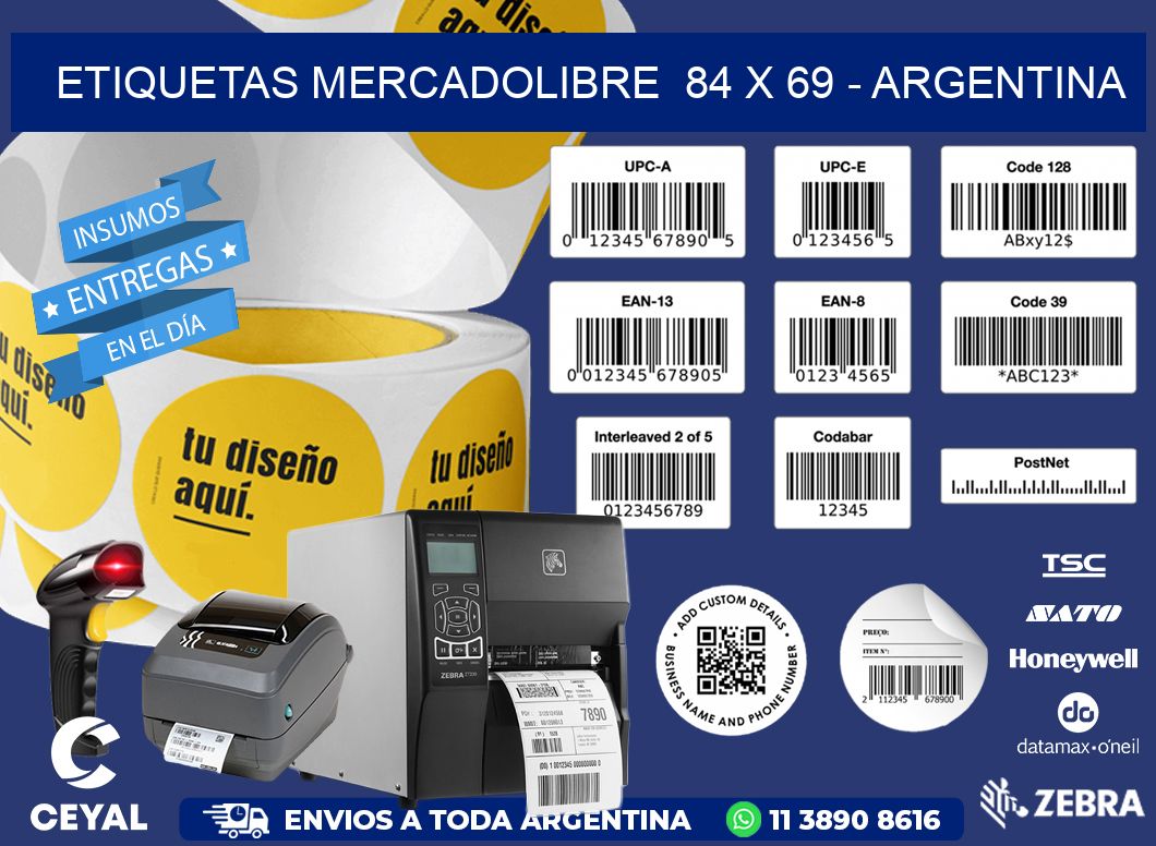 ETIQUETAS MERCADOLIBRE  84 x 69 - ARGENTINA