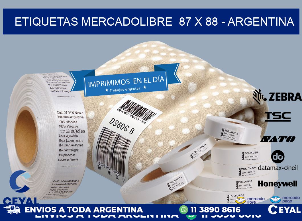 ETIQUETAS MERCADOLIBRE  87 x 88 - ARGENTINA