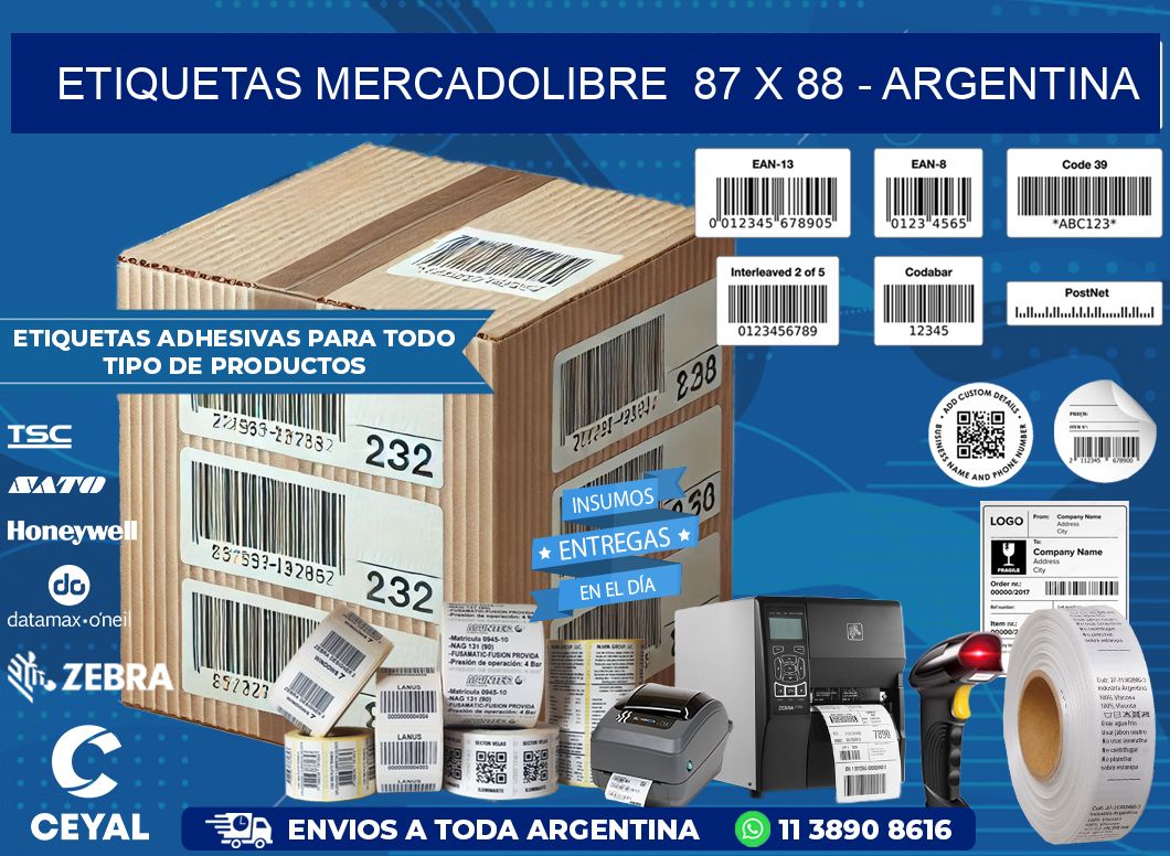 ETIQUETAS MERCADOLIBRE  87 x 88 - ARGENTINA