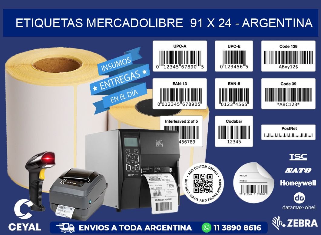 ETIQUETAS MERCADOLIBRE  91 x 24 - ARGENTINA