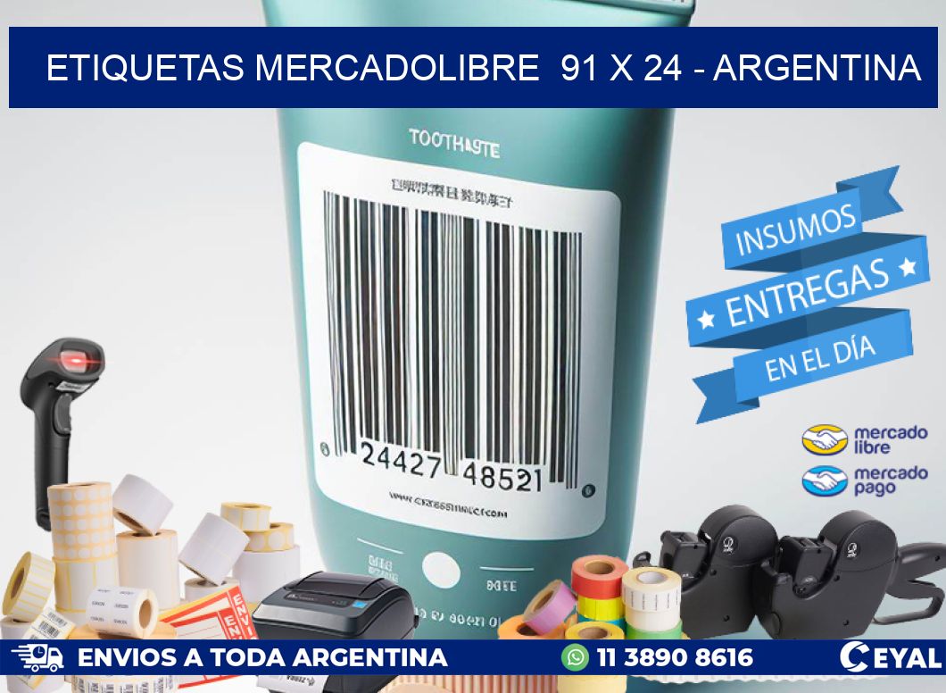 ETIQUETAS MERCADOLIBRE  91 x 24 - ARGENTINA