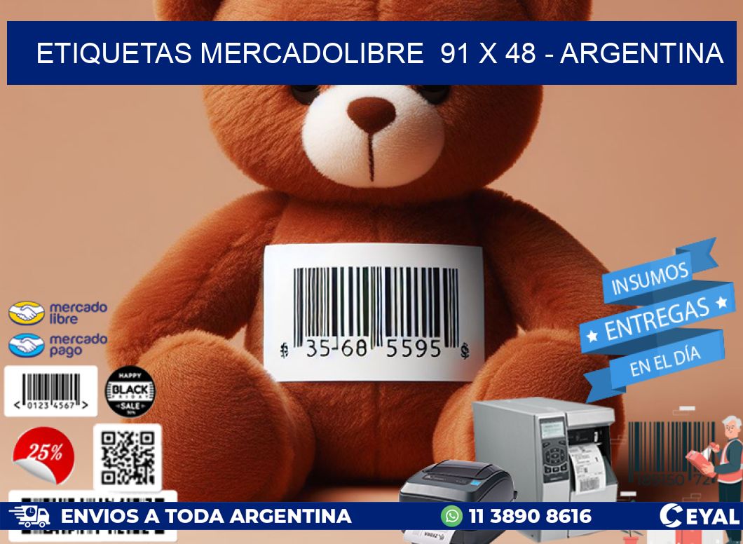 ETIQUETAS MERCADOLIBRE  91 x 48 - ARGENTINA