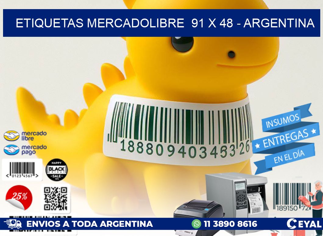 ETIQUETAS MERCADOLIBRE  91 x 48 - ARGENTINA