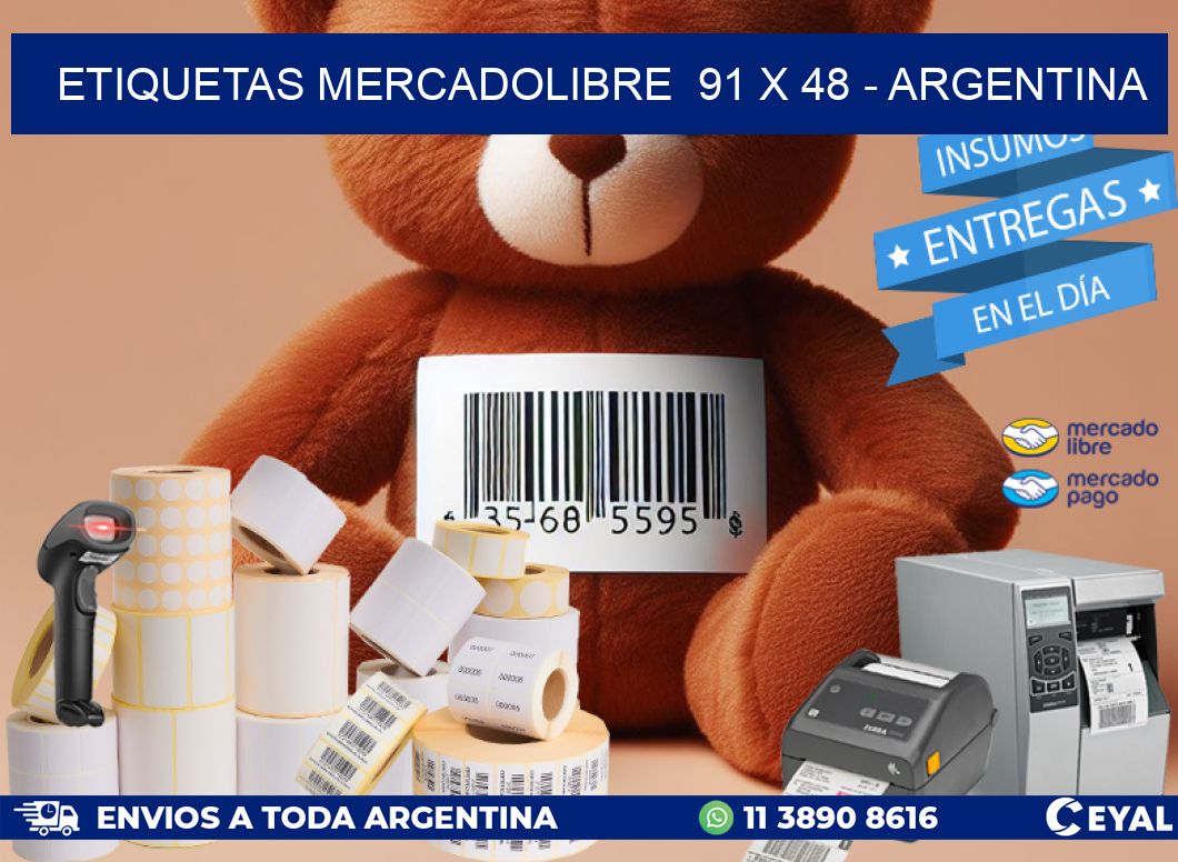 ETIQUETAS MERCADOLIBRE  91 x 48 - ARGENTINA