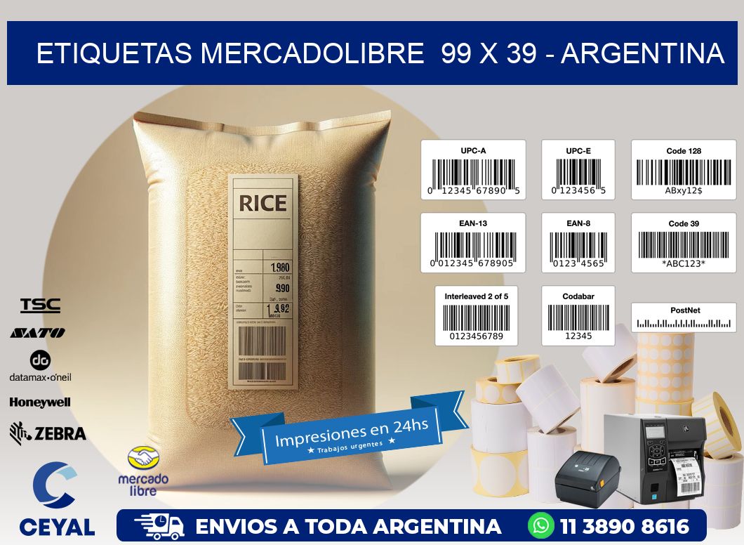 ETIQUETAS MERCADOLIBRE  99 x 39 - ARGENTINA