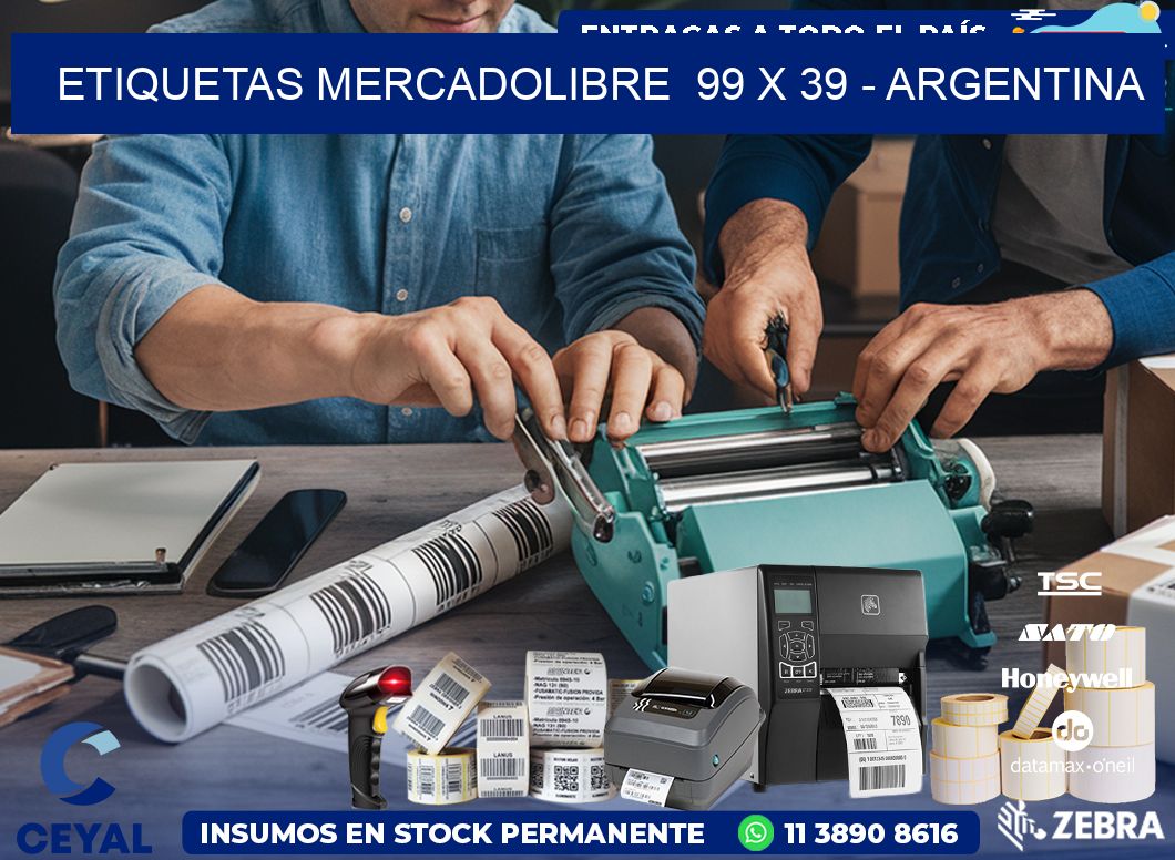 ETIQUETAS MERCADOLIBRE  99 x 39 - ARGENTINA