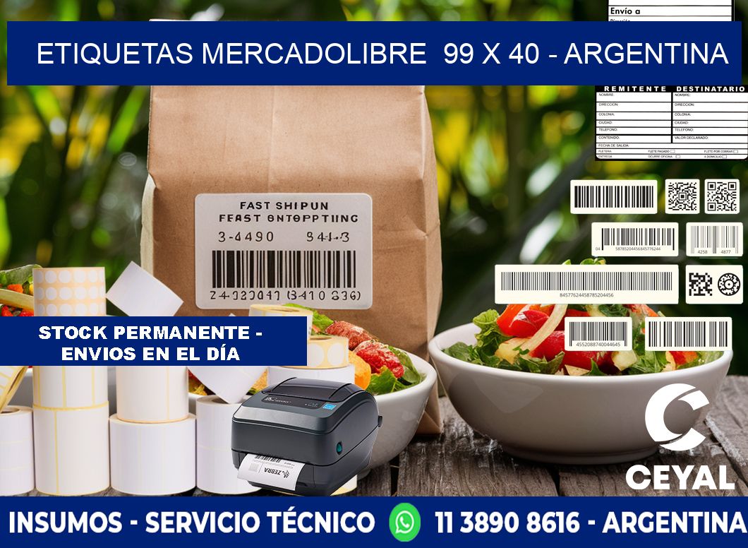 ETIQUETAS MERCADOLIBRE  99 x 40 - ARGENTINA