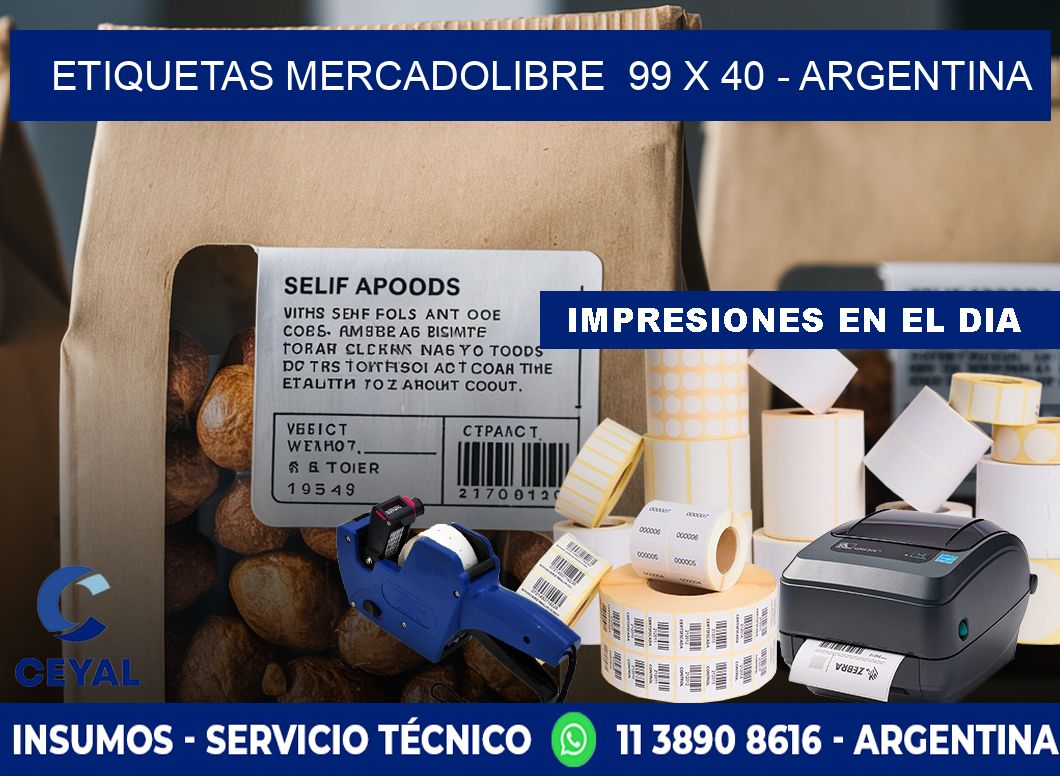 ETIQUETAS MERCADOLIBRE  99 x 40 - ARGENTINA