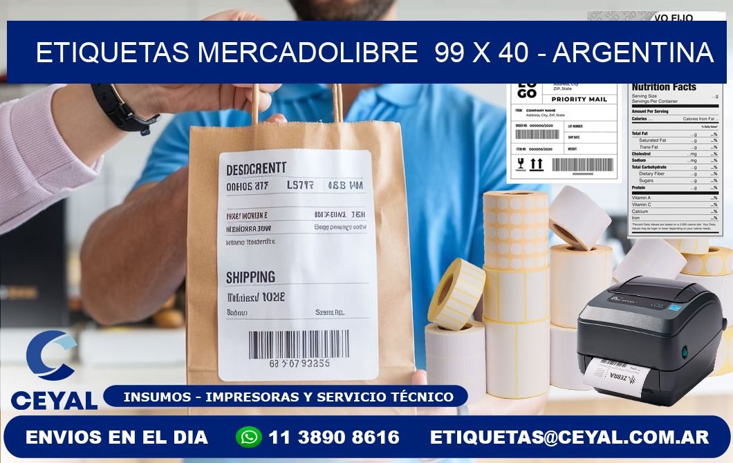 ETIQUETAS MERCADOLIBRE  99 x 40 - ARGENTINA