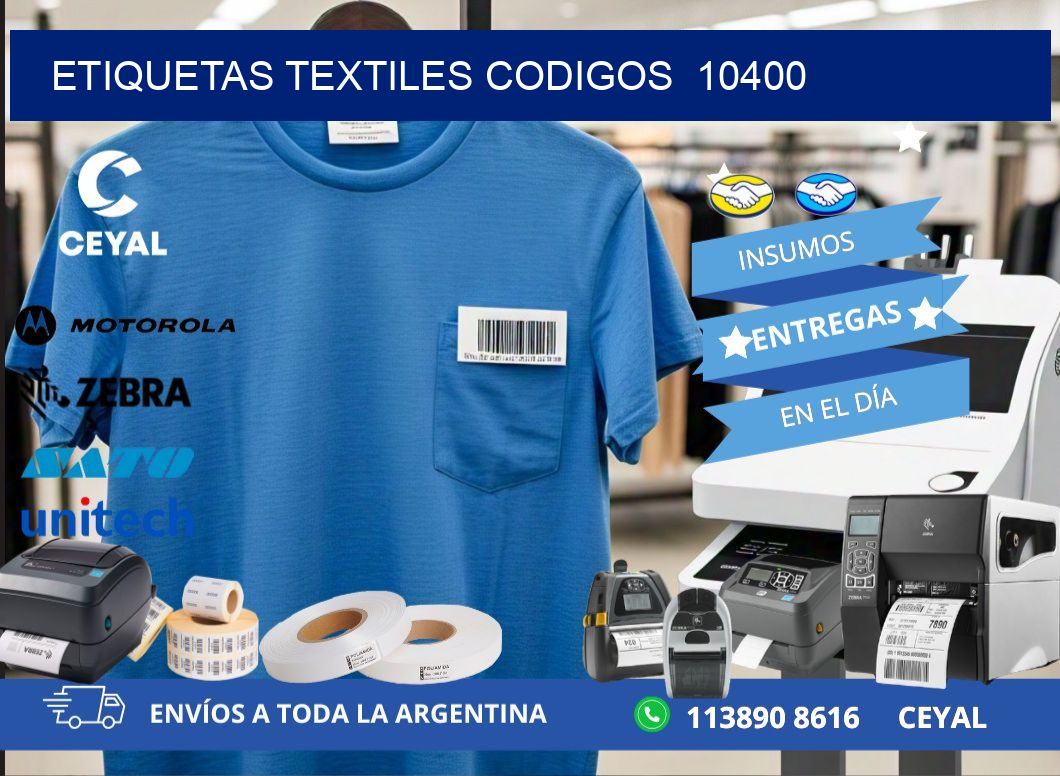 ETIQUETAS TEXTILES CODIGOS  10400