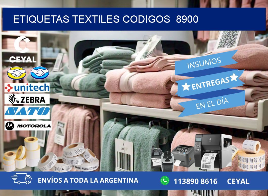 ETIQUETAS TEXTILES CODIGOS  8900