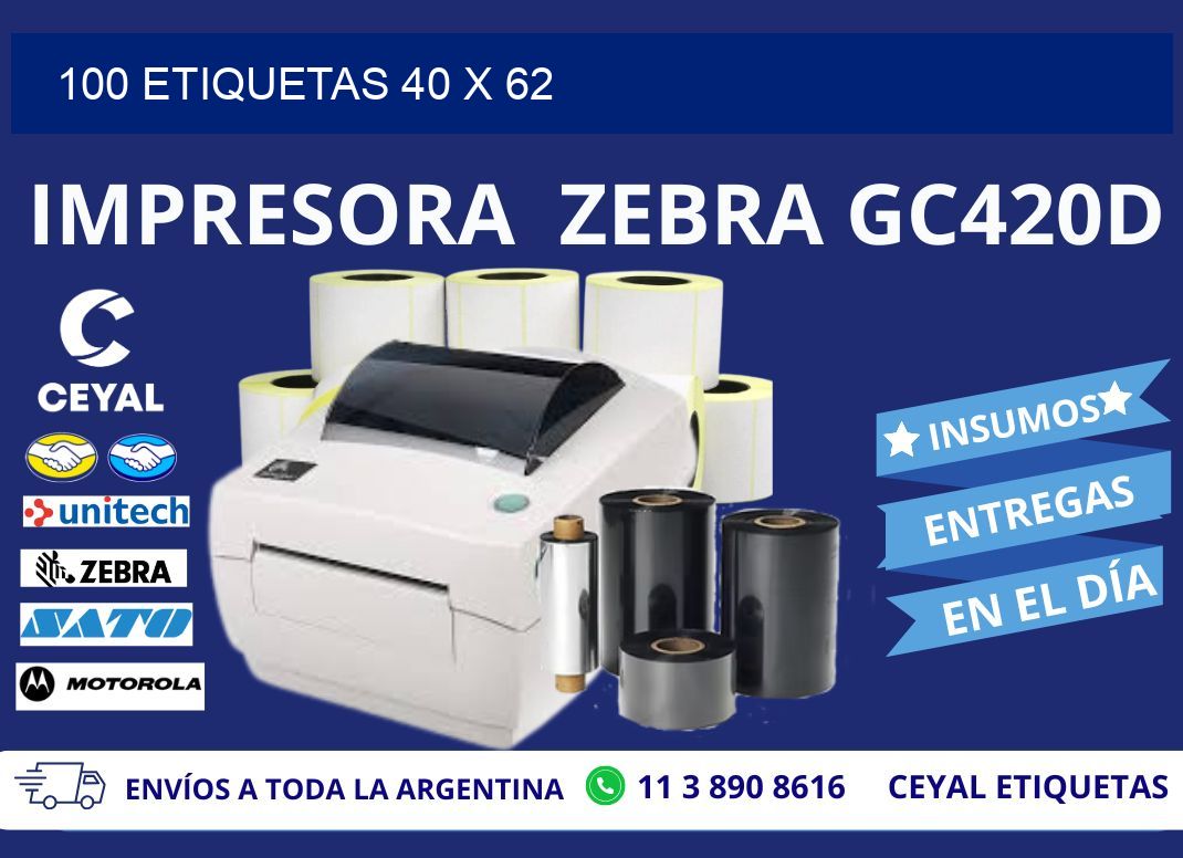 100 ETIQUETAS 40 x 62