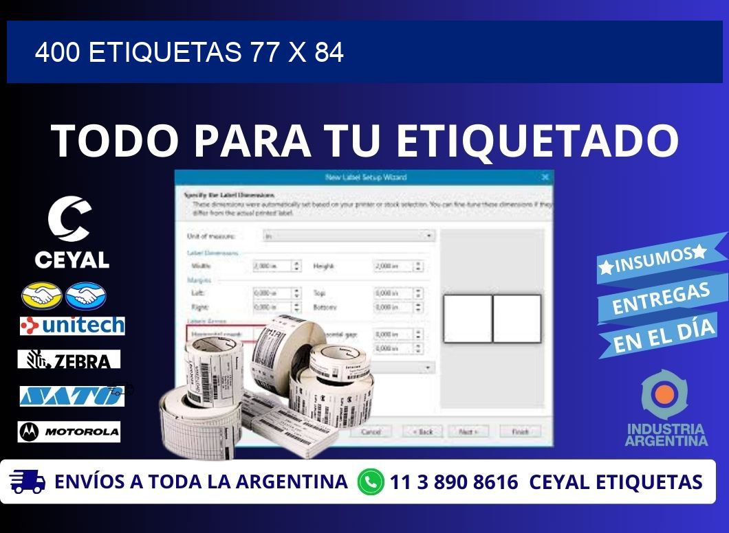 400 ETIQUETAS 77 x 84