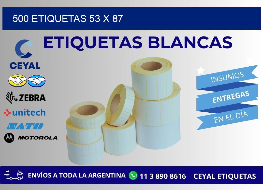 500 ETIQUETAS 53 x 87