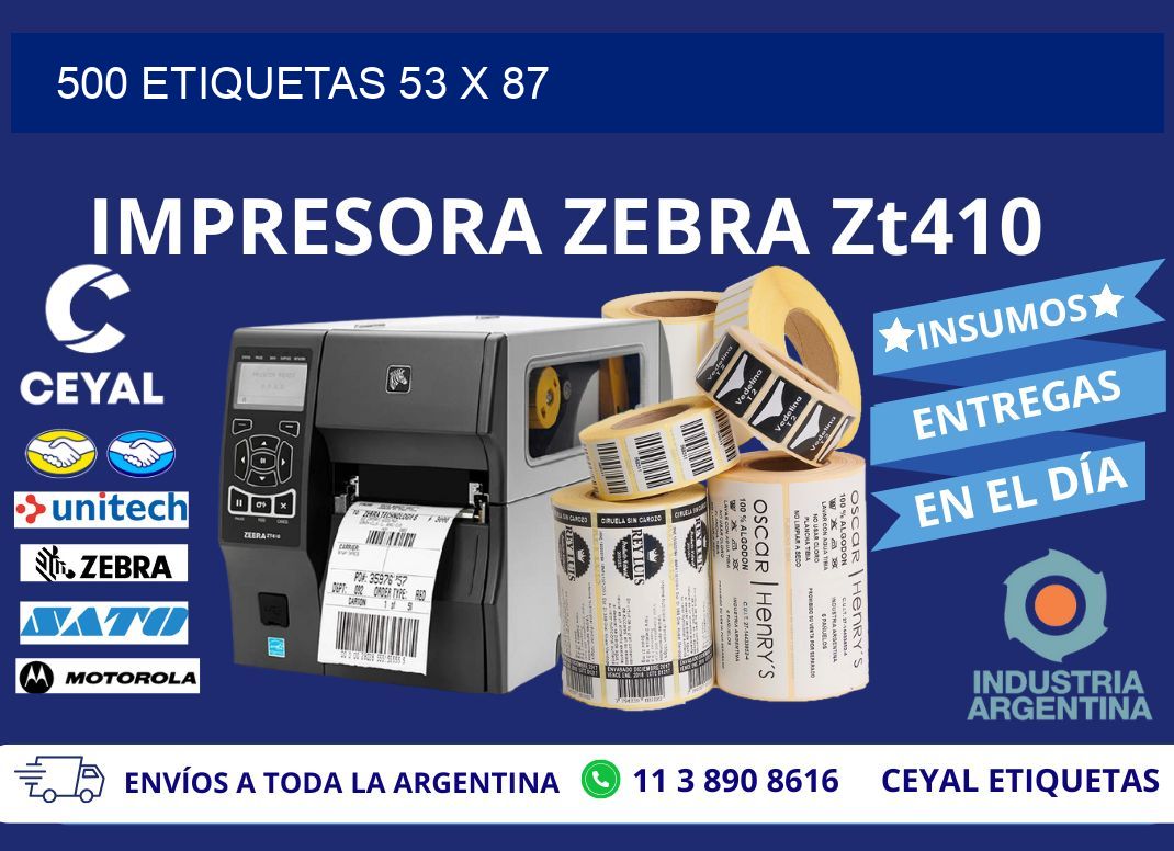 500 ETIQUETAS 53 x 87