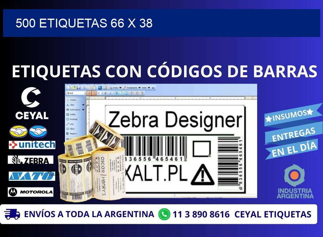 500 ETIQUETAS 66 x 38