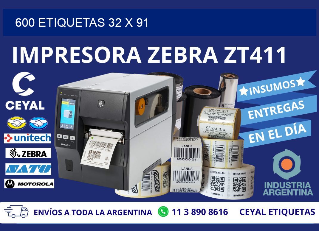 600 ETIQUETAS 32 x 91