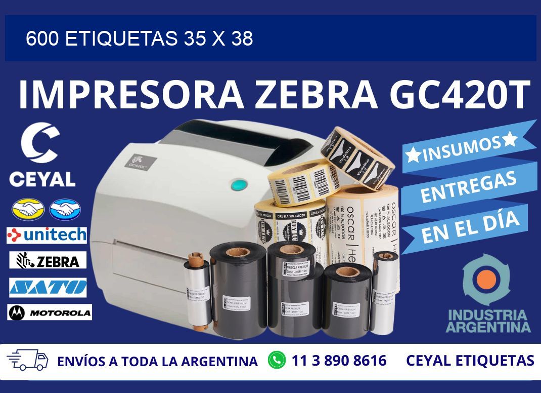 600 ETIQUETAS 35 x 38