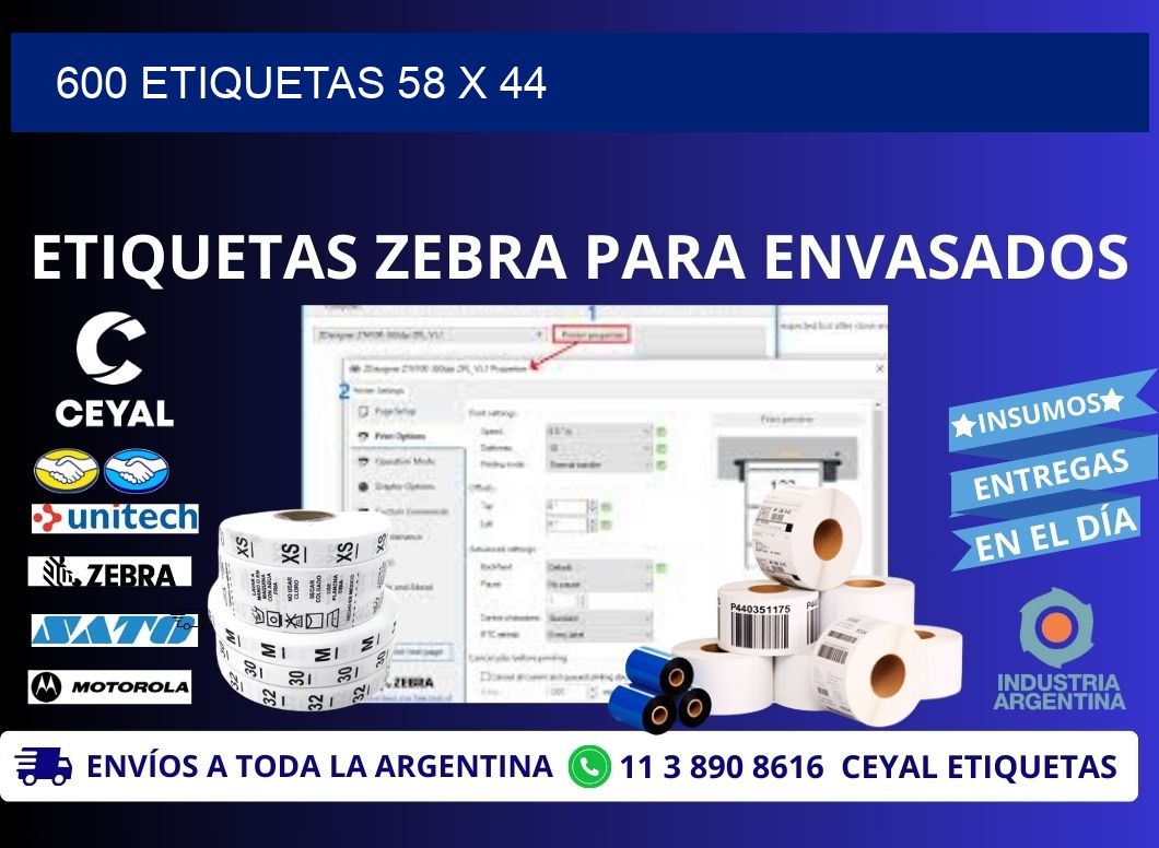 600 ETIQUETAS 58 x 44