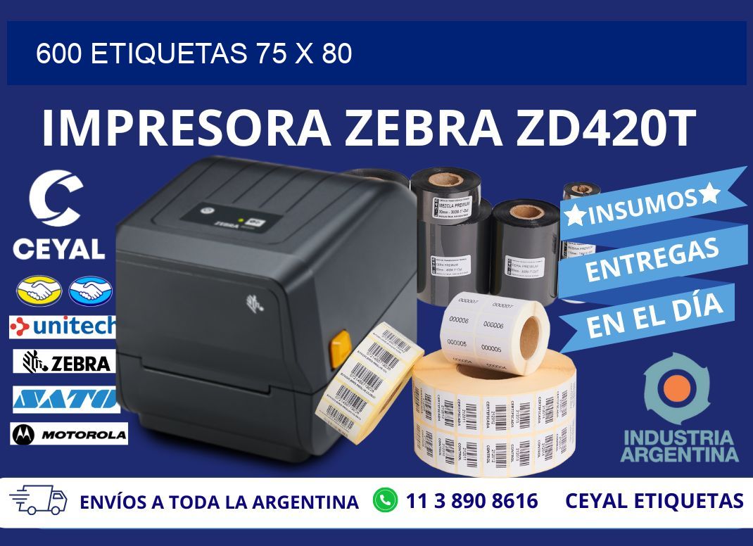 600 ETIQUETAS 75 x 80