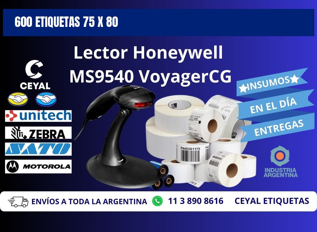 600 ETIQUETAS 75 x 80