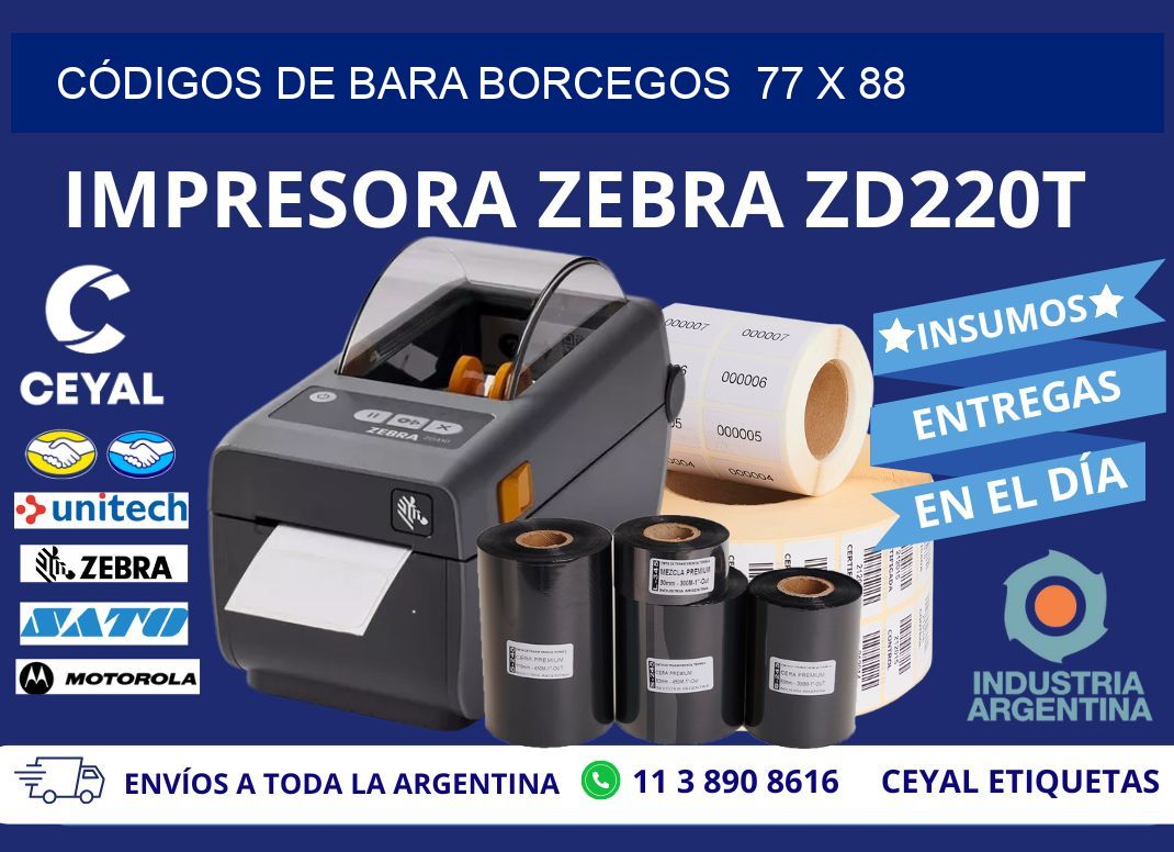 CÓDIGOS DE BARA BORCEGOS  77 x 88
