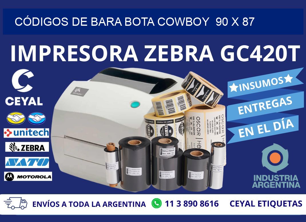 CÓDIGOS DE BARA BOTA COWBOY  90 x 87