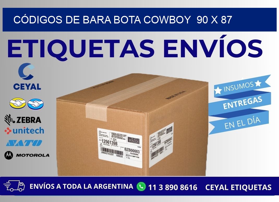 CÓDIGOS DE BARA BOTA COWBOY  90 x 87